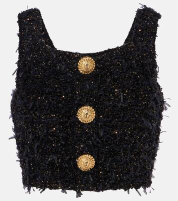 Lamé tweed crop top | Balmain