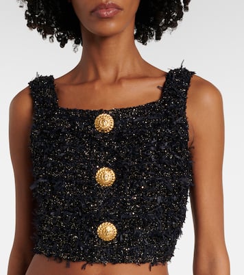 Lamé tweed crop top | Balmain