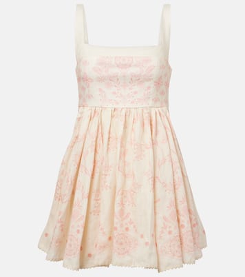 Minikleid Hierbabuena Floritura aus Leinen | Agua by Agua Bendita