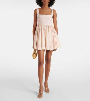 Minikleid Hierbabuena Floritura aus Leinen | Agua by Agua Bendita