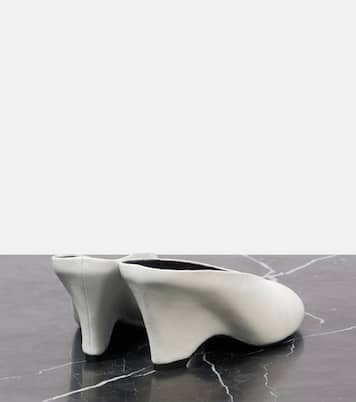 Cloak 75 leather peep-toe wedge mules | Khaite