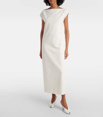 Cloak 75 leather peep-toe wedge mules | Khaite