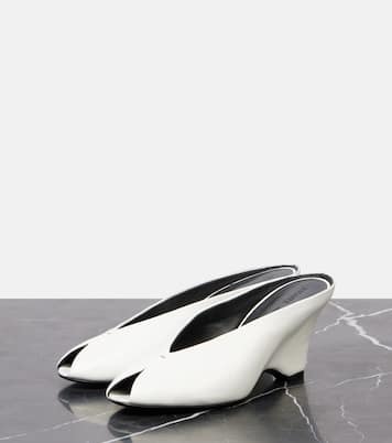 Cloak 75 leather peep-toe wedge mules | Khaite