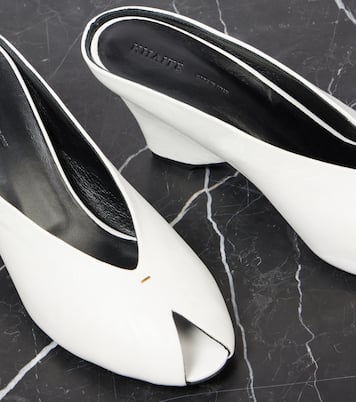 Cloak 75 leather peep-toe wedge mules | Khaite
