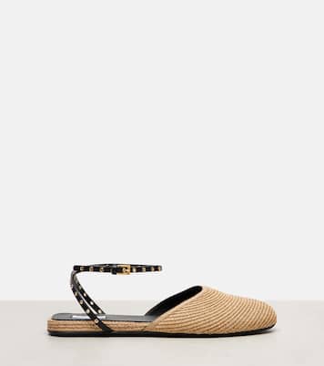 Slingback-Ballerinas aus Raffiabast mit Leder | Alaïa