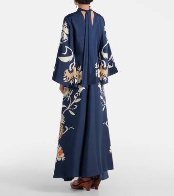 Vestido largo Magnifico en sarga de seda floral | La DoubleJ