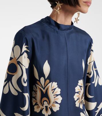 Vestido largo Magnifico en sarga de seda floral | La DoubleJ