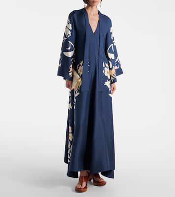 Vestido largo Magnifico en sarga de seda floral | La DoubleJ