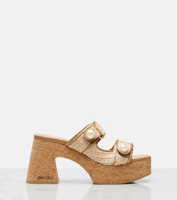 Fayence 95 leather wedge sandals | Jimmy Choo