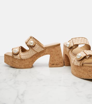 Fayence 95 leather wedge sandals | Jimmy Choo