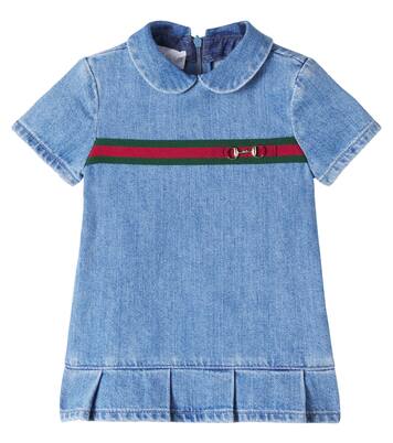 유아 - Horsebit Web Stripe 데님 드레스 | Gucci Kids