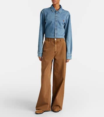 Cotton twill wide-leg pants | Ami Paris