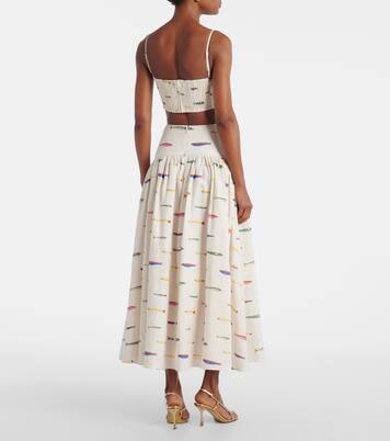 Bedrucktes Cropped-Top Federico aus Leinen | Staud