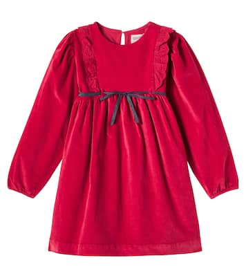 Osaka ruffled cotton velour dress | Cozmo