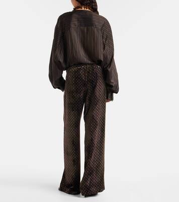 Printed wide-leg satin pants | Dries Van Noten