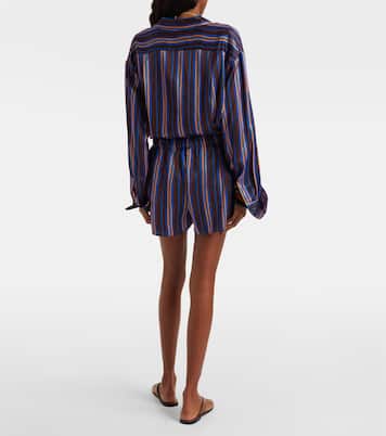 Franca striped silk charmeuse pajama shorts | Asceno