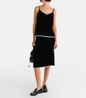 Midirock aus Samt mit Spitze | Prada