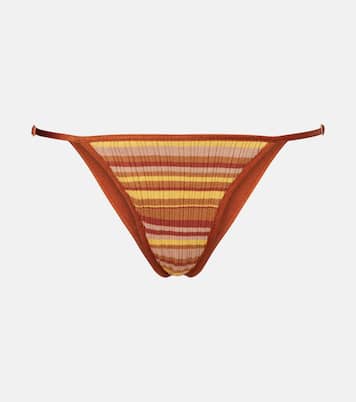 Ann ribbed-knit striped bikini bottoms | Bananhot