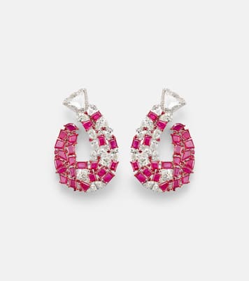 Boucles d’oreilles en or blanc 18 ct, rubis et de diamants | Kamyen
