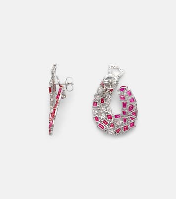 Boucles d’oreilles en or blanc 18 ct, rubis et de diamants | Kamyen