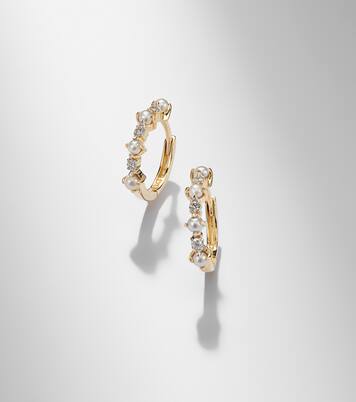 Boucles d’oreilles en or 14 ct (585/1000) avec diamants et perles | Mateo