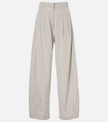 Pleated silk-blend straight pants | The Row