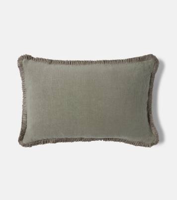 Fringed linen cushion | Once Milano