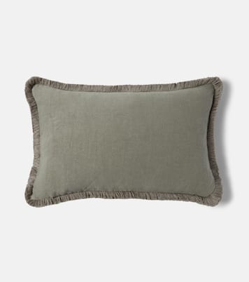 Fringed linen cushion | Once Milano