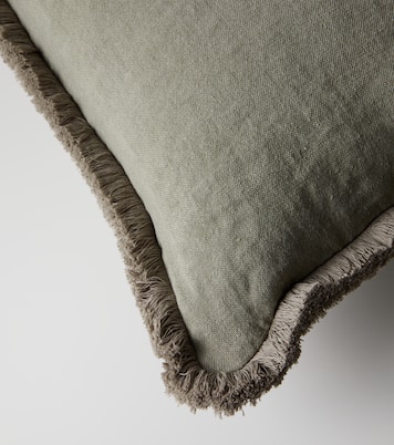 Fringed linen cushion | Once Milano