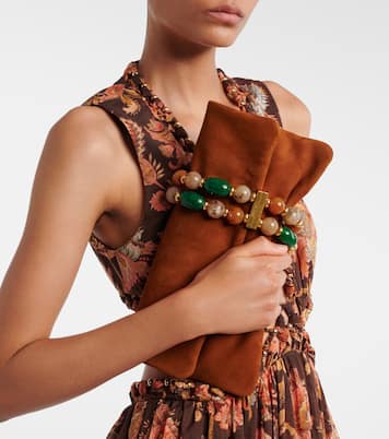 Zandra beaded suede clutch | Jimmy Choo