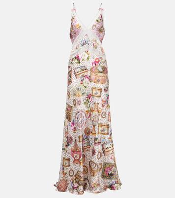 Lace-trimmed printed silk maxi dress | Camilla