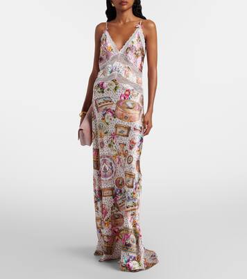 Lace-trimmed printed silk maxi dress | Camilla
