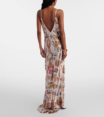 Lace-trimmed printed silk maxi dress | Camilla