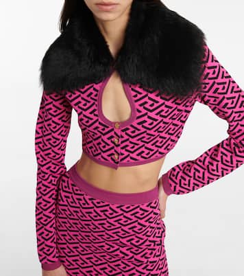 La Greca faux fur-trimmed cardigan | Versace