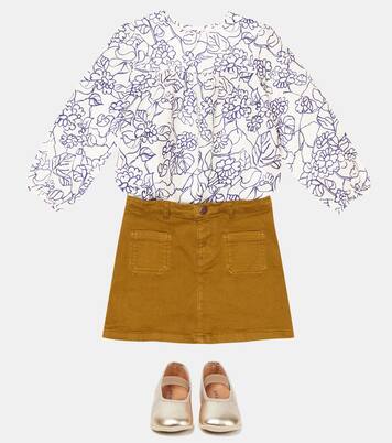 Floral-print linen and cotton blouse | Bonpoint