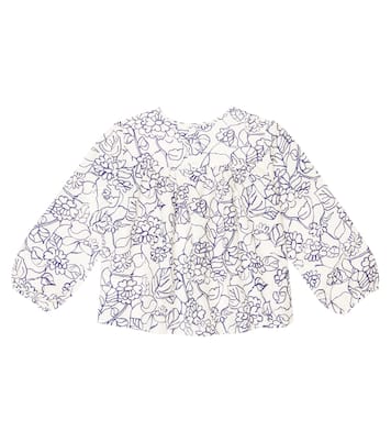 Floral-print linen and cotton blouse | Bonpoint