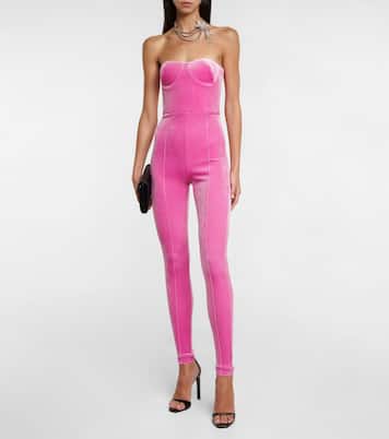 Strapless velvet jumpsuit | Alex Perry