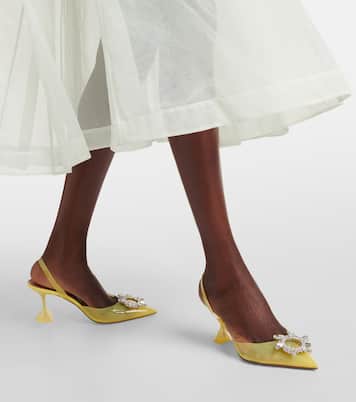 Begum Glass 70 PVC slingback pumps | Amina Muaddi