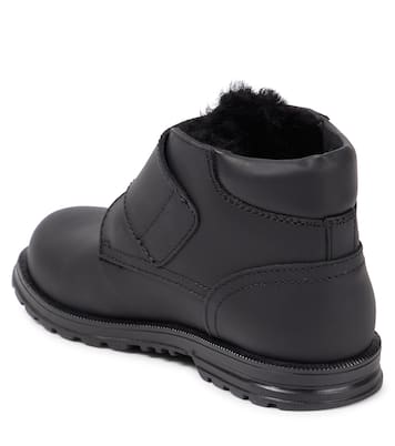 Faux shearling-lined leather ankle boots | Dolce&Gabbana Kids