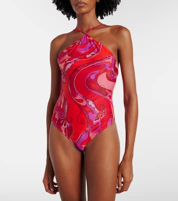 Printed halterneck swimsuit | Pucci