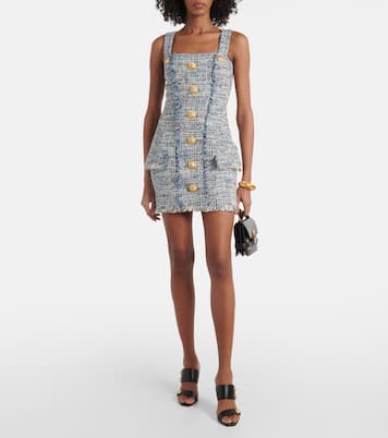 Robe en jean et tweed | Balmain