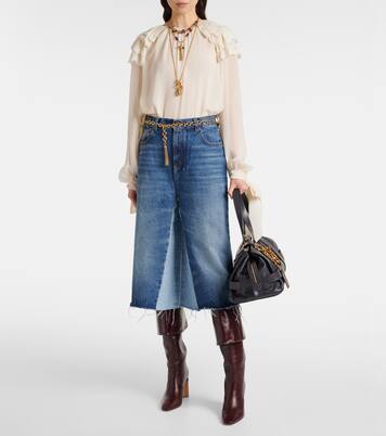 Patchwork high-rise denim culottes | Chloé