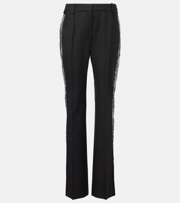 Gerade Hose aus Wolle mit Spitze | Nina Ricci