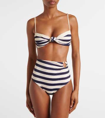 Striped high-rise bikini bottoms | Johanna Ortiz