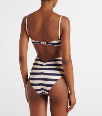 Striped high-rise bikini bottoms | Johanna Ortiz