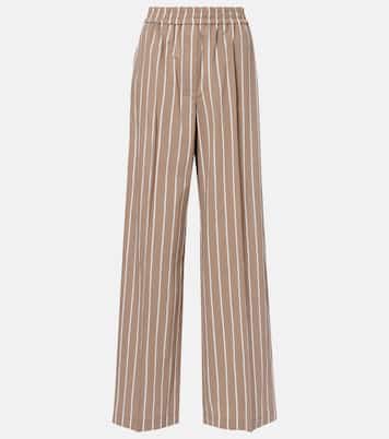 Striped cotton-blend wide-leg pants | Brunello Cucinelli