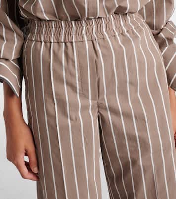 Striped cotton-blend wide-leg pants | Brunello Cucinelli
