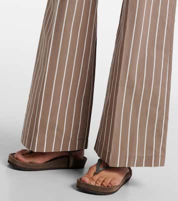 Striped cotton-blend wide-leg pants | Brunello Cucinelli