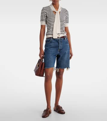 Deconstructed high-rise denim shorts | Frame