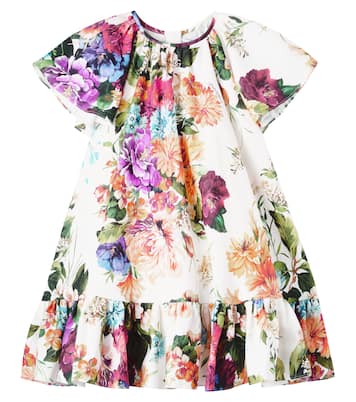 Abito in lino con stampa floreale | Dolce&Gabbana Kids